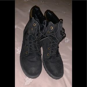 Black suede boots
